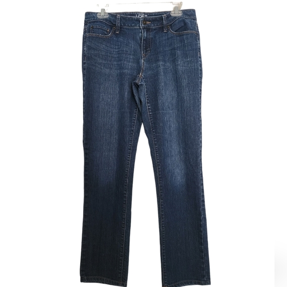 LOFT Blue Modern Straight 5 Pocket Denim Jeans SZ 8 - Picture 1 of 5